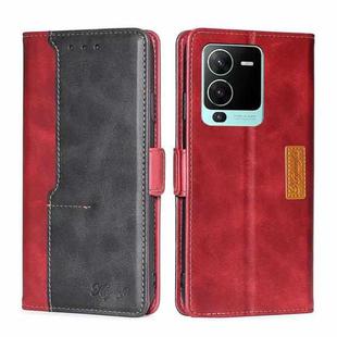 For vivo V25 Pro 5G Contrast Color Side Buckle Leather Phone Case(Red + Black)