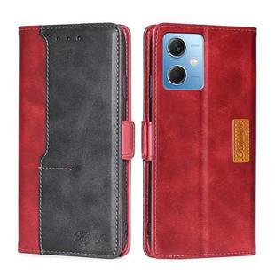 For Xiaomi Redmi Note 12 China Contrast Color Side Buckle Leather Phone Case(Red + Black)