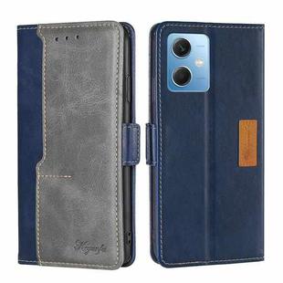 For Xiaomi Redmi Note 12 China Contrast Color Side Buckle Leather Phone Case(Blue + Grey)