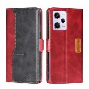 For Xiaomi Redmi Note 12 Pro 5G China Contrast Color Side Buckle Leather Phone Case(Red + Black)