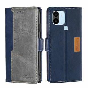 For Xiaomi Redmi A1+ 4G Contrast Color Side Buckle Leather Phone Case(Blue + Grey)