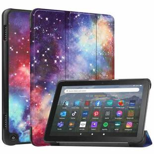 For  Amazon Fire HD 8 / HD 8 Plus 2022 Custer Painted 3-Fold Stand Leather Smart Tablet Case(Milky Way)
