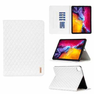 For iPad Pro 11 2022 / 2021 / 2020 Elegant Rhombic Texture Horizontal Flip Leather Tablet Case(White)