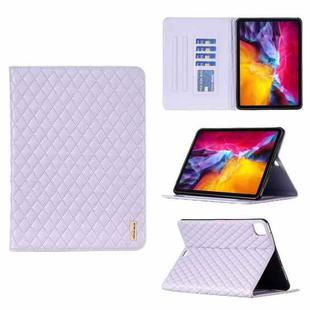 For iPad Pro 11 2022 / 2021 / 2020 Elegant Rhombic Texture Horizontal Flip Leather Tablet Case(Purple)