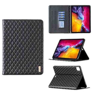 For iPad Pro 11 2022 / 2021 / 2020 Elegant Rhombic Texture Horizontal Flip Leather Tablet Case(Black)