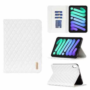 For iPad mini 6 Elegant Rhombic Texture Horizontal Flip Leather Tablet Case(White)