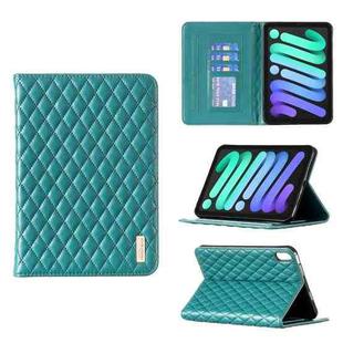 For iPad mini 6 Elegant Rhombic Texture Horizontal Flip Leather Tablet Case(Green)