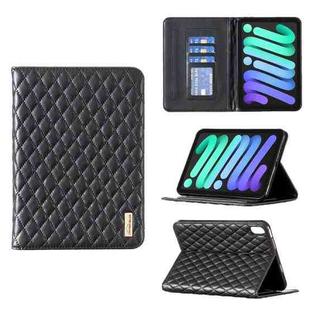 For iPad mini 6 Elegant Rhombic Texture Horizontal Flip Leather Tablet Case(Black)