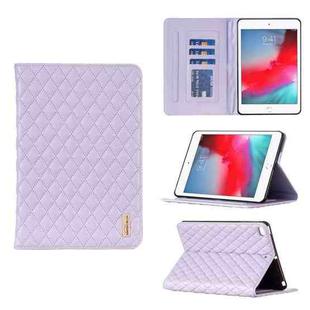 For iPad mini 5 / 4 / 3 / 2 / 1 Elegant Rhombic Texture Horizontal Flip Leather Tablet Case(Purple)