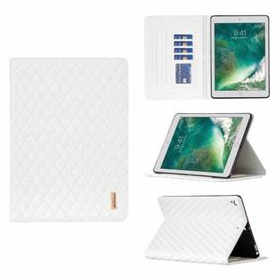 For iPad 8 / 7 / 6 / 5 9.7 inch Elegant Rhombic Texture Horizontal Flip Leather Tablet Case(White)