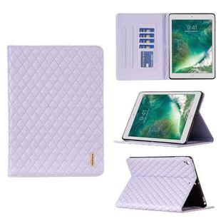 For iPad 8 / 7 / 6 / 5 9.7 inch Elegant Rhombic Texture Horizontal Flip Leather Tablet Case(Purple)