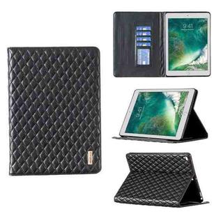 For iPad 8 / 7 / 6 / 5 9.7 inch Elegant Rhombic Texture Horizontal Flip Leather Tablet Case(Black)
