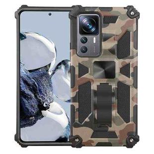 For Xiaomi 12T / 12T Pro / Redmi K50 Ultra Camouflage Armor Kickstand TPU + PC Magnetic Phone Case(Army Green)