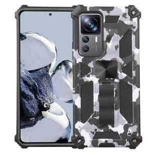 For Xiaomi 12T / 12T Pro / Redmi K50 Ultra Camouflage Armor Kickstand TPU + PC Magnetic Phone Case(Grey)