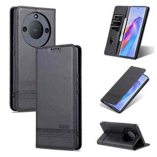 For Honor X40 AZNS Magnetic Calf Texture Leather Phone Case(Black)