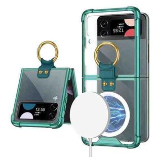 For Samsung Galaxy Z Flip3 5G GKK MagSafe Airbag Shockproof Phone Case with Ring Holder(Green)