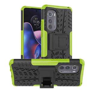 For Motorola Edge 2022 Tire Texture TPU + PC Phone Case with Holder(Green)