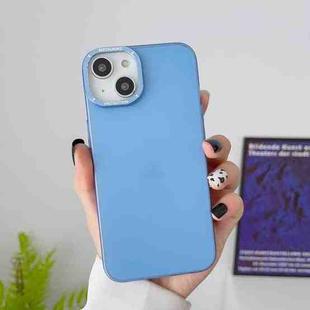 For iPhone 14 Plus Frosted Metal Lens Frame PC Phone Case(Blue)