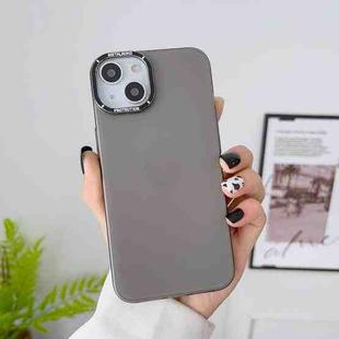 For iPhone 14 Pro Max Frosted Metal Lens Frame PC Phone Case(Grey)