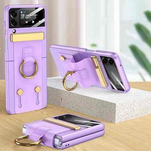 For Samsung Galaxy Z Flip4 GKK Ultrathin Shockproof Phone Case with Ring Holder / Wrist Strap(Purple)