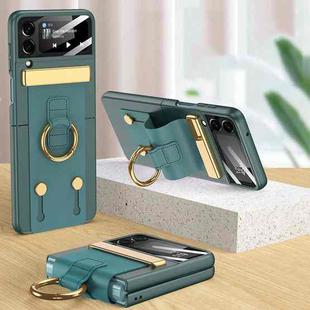 For Samsung Galaxy Z Flip4 GKK Ultrathin Shockproof Phone Case with Ring Holder / Wrist Strap(Green)