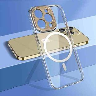 For iPhone 14 Pro Max wlons Crystal Clear Fine Hole MagSafe Phone Case(Gold)