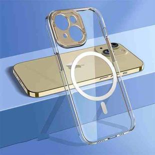 For iPhone 13 wlons Crystal Clear Fine Hole MagSafe Phone Case(Gold)