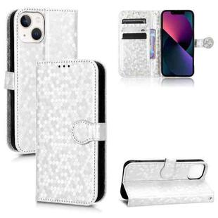 For iPhone 13 Honeycomb Dot Texture Leather Phone Case(Silver)