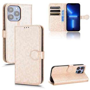 For iPhone 13 Pro Honeycomb Dot Texture Leather Phone Case(Gold)