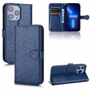 For iPhone 13 Pro Honeycomb Dot Texture Leather Phone Case(Blue)