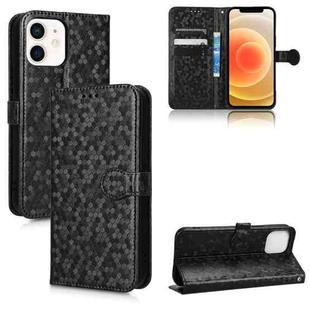 For iPhone 12 mini Honeycomb Dot Texture Leather Phone Case(Black)