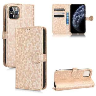 For iPhone 11 Pro Honeycomb Dot Texture Leather Phone Case(Gold)