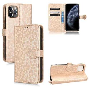 For iPhone 11 Pro Max Honeycomb Dot Texture Leather Phone Case(Gold)