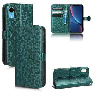 For iPhone XR Honeycomb Dot Texture Leather Phone Case(Green)