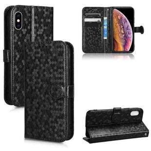 For iPhone XS Max Honeycomb Dot Texture Leather Phone Case(Black)
