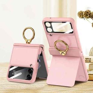 For Samsung Galaxy Z Flip4 GKK Magnetic Fold Hinge Full Coverage Phone Case with Ring Holder(Pink)