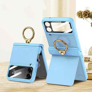 For Samsung Galaxy Z Flip4 GKK Magnetic Fold Hinge Full Coverage Phone Case with Ring Holder(Blue)