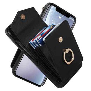 For iPhone XR Ring Holder RFID Card Slot Phone Case(Black)