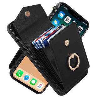 For iPhone XS Max Ring Holder RFID Card Slot Phone Case(Black)