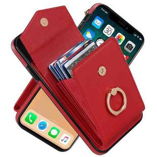 For iPhone XS Max Ring Holder RFID Card Slot Phone Case(Red)