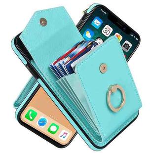 For iPhone XS Max Ring Holder RFID Card Slot Phone Case(Mint Green)