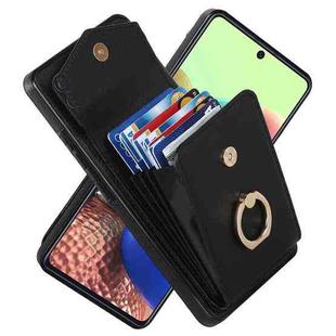 For Samsung Galaxy A51 5G Ring Holder RFID Card Slot Phone Case(Black)