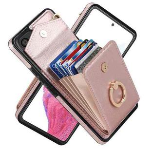 For Samsung Galaxy A53 5G Ring Holder RFID Card Slot Phone Case(Rose Gold)