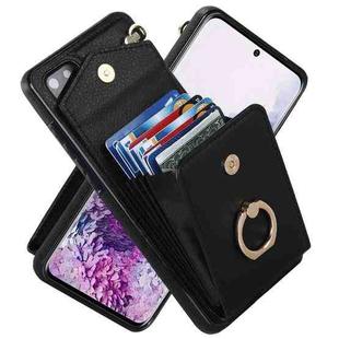 For Samsung Galaxy S20 Ring Holder RFID Card Slot Phone Case(Black)