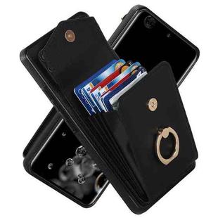 For Samsung Galaxy S20 Ultra Ring Holder RFID Card Slot Phone Case(Black)