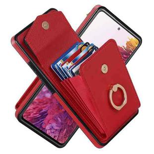 For Samsung Galaxy S20 FE Ring Holder RFID Card Slot Phone Case(Red)