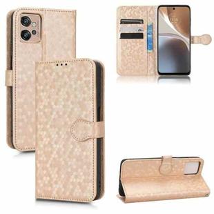 For Motorola Moto G32 Honeycomb Dot Texture Leather Phone Case(Gold)