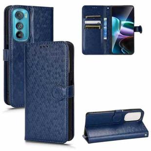 For Motorola Moto Edge 30 Honeycomb Dot Texture Leather Phone Case(Blue)