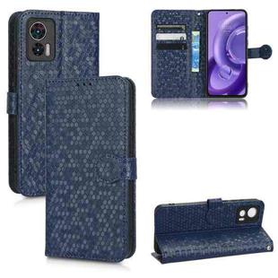 For Motorola Moto Edge 30 Lite Honeycomb Dot Texture Leather Phone Case(Blue)