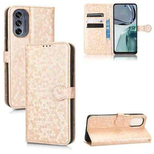 For Motorola Moto G62 Honeycomb Dot Texture Leather Phone Case(Gold)